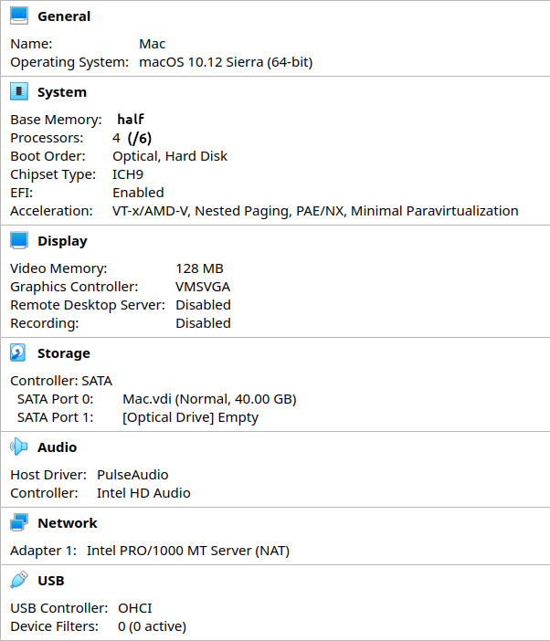 VBox settings